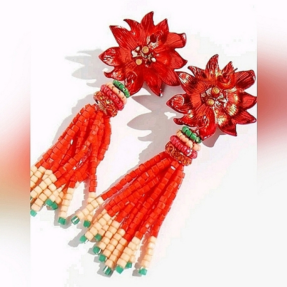 "Isle"  Tassel Floral Glamorous Beaded Earrings